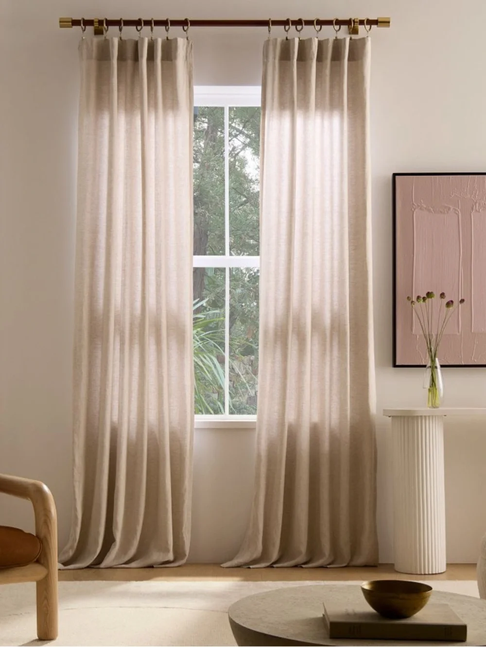 🍃🦋 West Elm European Flax Linen Light Filtered Curtains 4 Panels